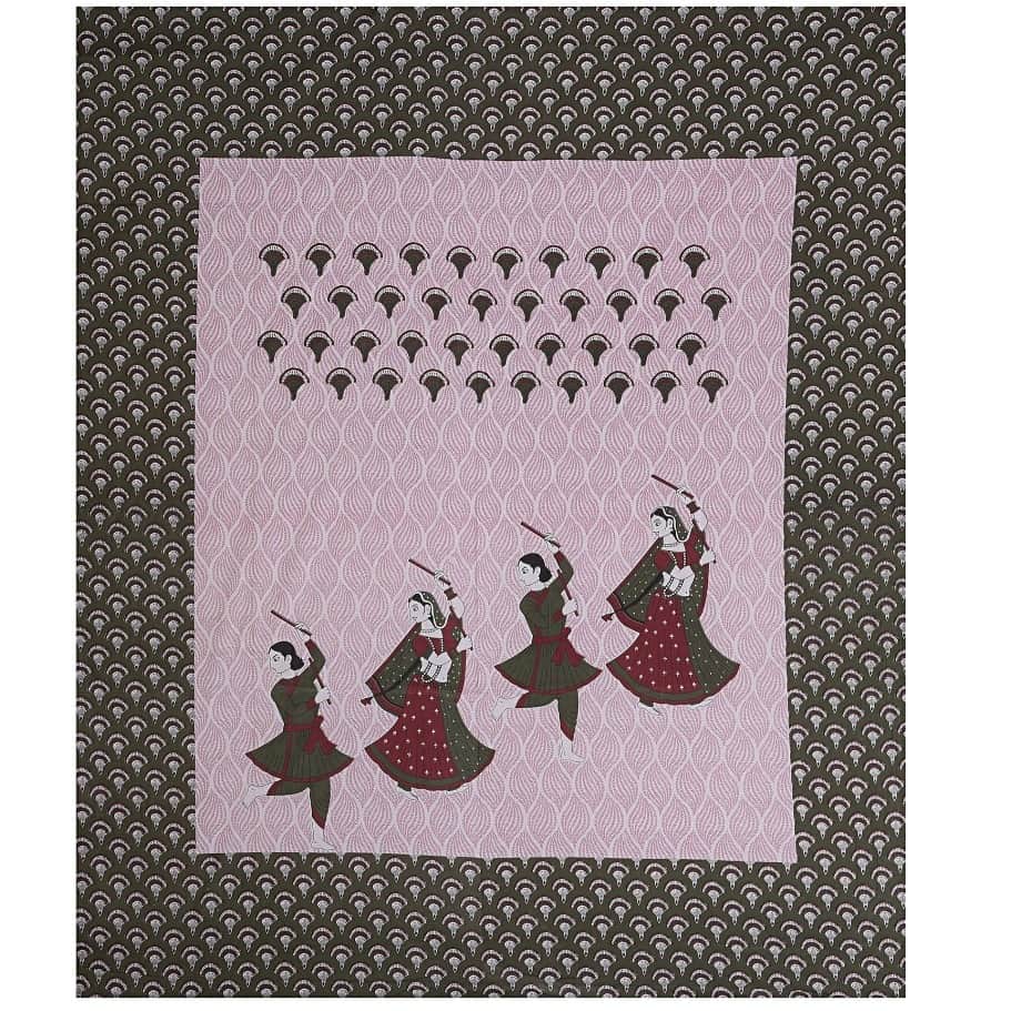 Double Bedsheet With Pillow Covers Jaipuri Print - Pink - rear_view