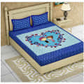Cotton Double Bedsheet With Pillow Covers Jaipuri Print - Blue - photo