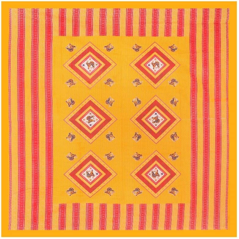 Cotton Double Bedsheet With Pillow Covers Jaipuri Print - Yellow - top_view
