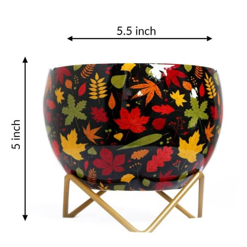 Beautiful Maple Leaves Metal Pot 5"