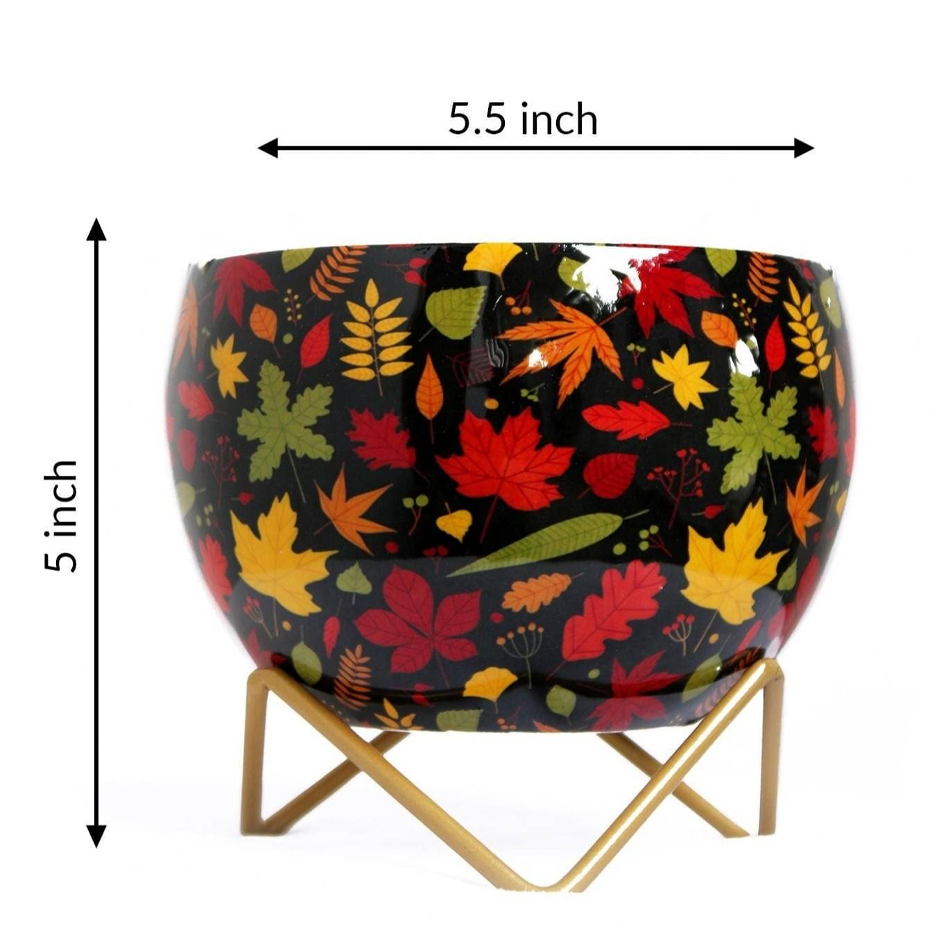 Beautiful Maple Leaves Metal Pot 5"