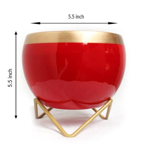 Red & Golden Dual Tone Metal Pot 5"