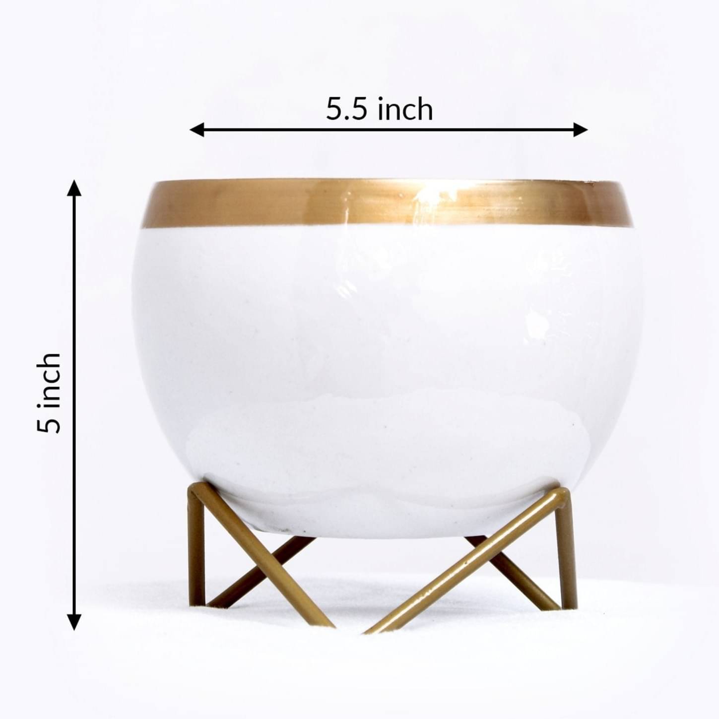 White & Golden Dual Tone Metal Pot 5"