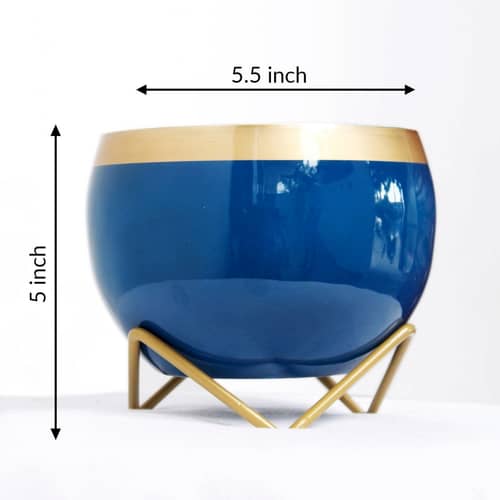 Blue & Golden Dual Tone Metal Pot 5"