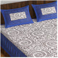 Cotton Double Bed sheet With Pillow Covers Jaipuri Print - Blue - front_view