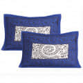 Cotton Double Bed sheet With Pillow Covers Jaipuri Print - Blue - top_view