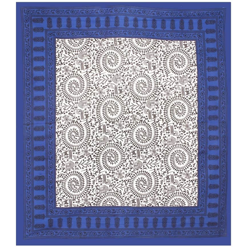 Cotton Double Bed sheet With Pillow Covers Jaipuri Print - Blue - rear_view