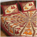 Cotton Double Bed sheet With Pillow Covers Jaipuri Print - Maroon - front_view