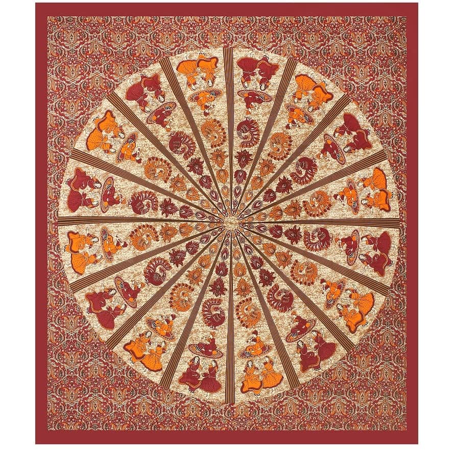Cotton Double Bed sheet With Pillow Covers Jaipuri Print - Maroon - rear_view