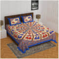Cotton Double Bedsheet With Pillow Covers Jaipuri Print - Blue - photo