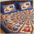 Cotton Double Bedsheet With Pillow Covers Jaipuri Print - Blue - front_view