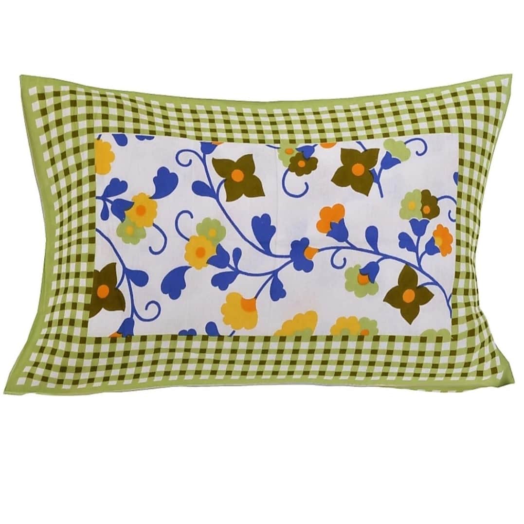 Pure Cotton Single Bedsheet With Pillow Cover - Green - top_view