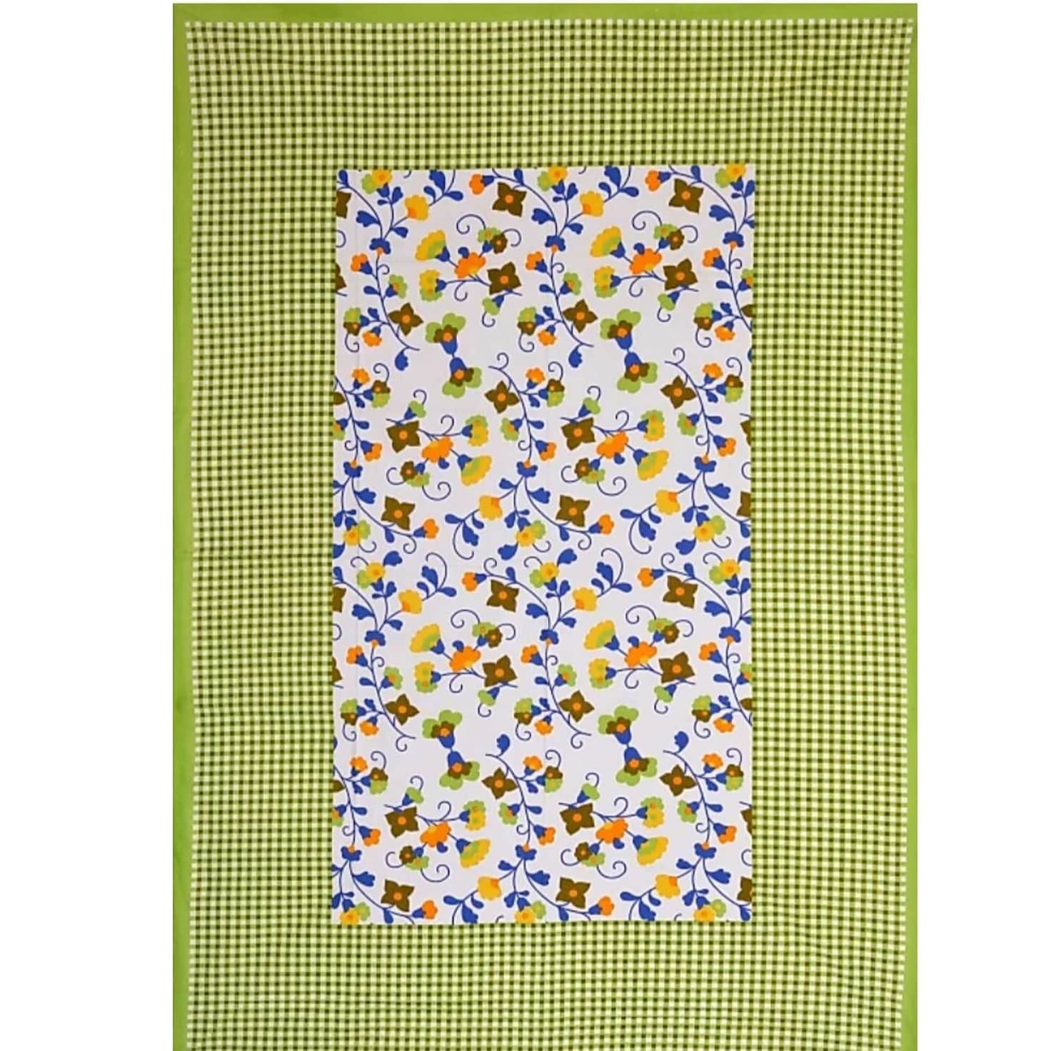 Pure Cotton Single Bedsheet With Pillow Cover - Green - rear_view