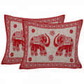 Cotton Double Bedsheet With Pillow Covers Jaipuri Print - Red - rear_view
