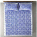 Cotton Double Bedsheet With Pillow Covers Jaipuri Print - Blue and White - top_view