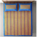 Cotton Double Bedsheet With Pillow Covers Jaipuri Print - Blue - top_view