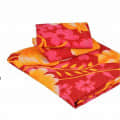 Poly Cotton Double Bedsheet With Pillow Covers Printed - Red - left_view