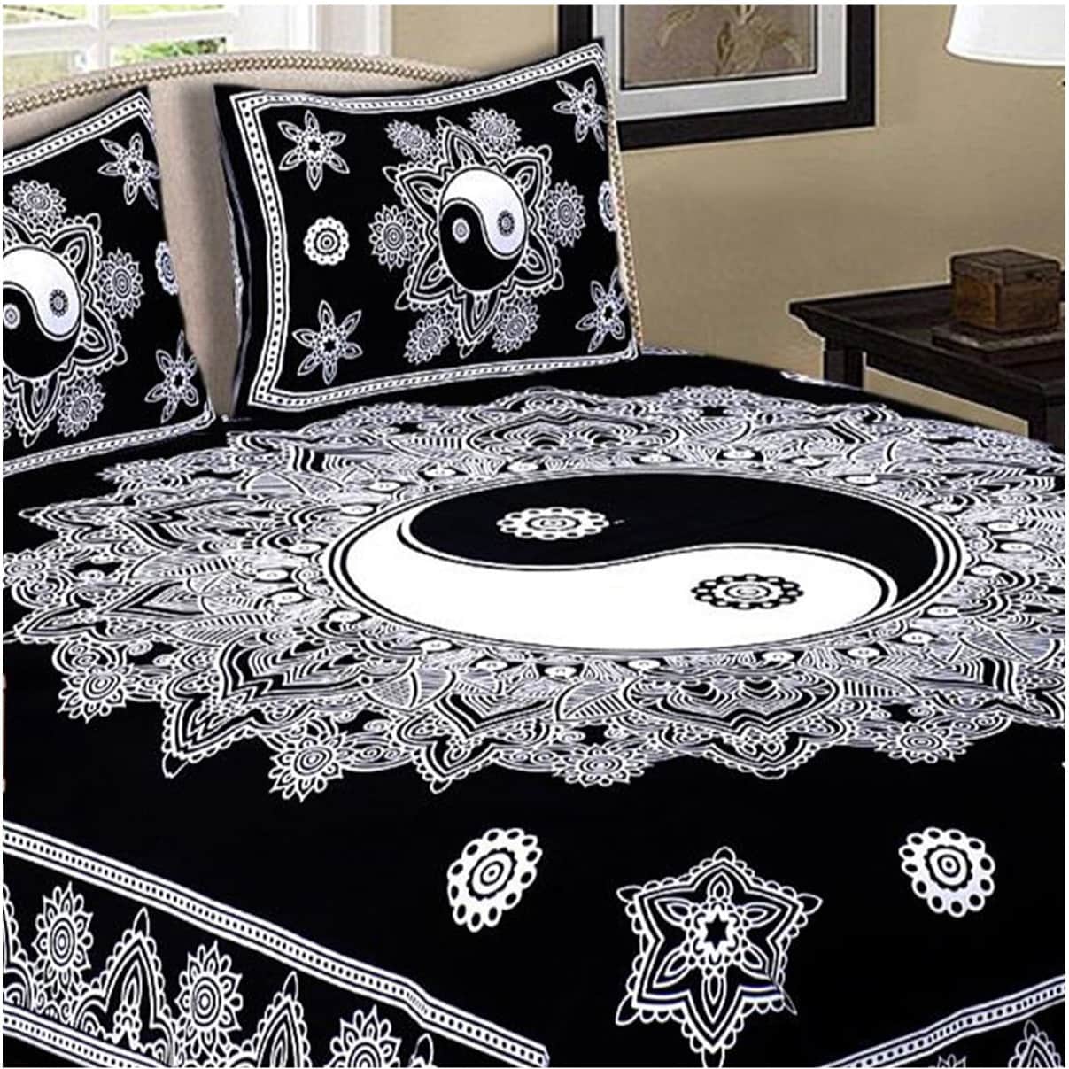 Pure Cotton Double Bedsheet with 2 Pillow Covers - Black - front_view