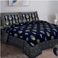Pure Cotton Double Bedsheet with 2 Pillow Covers - Blue - photo