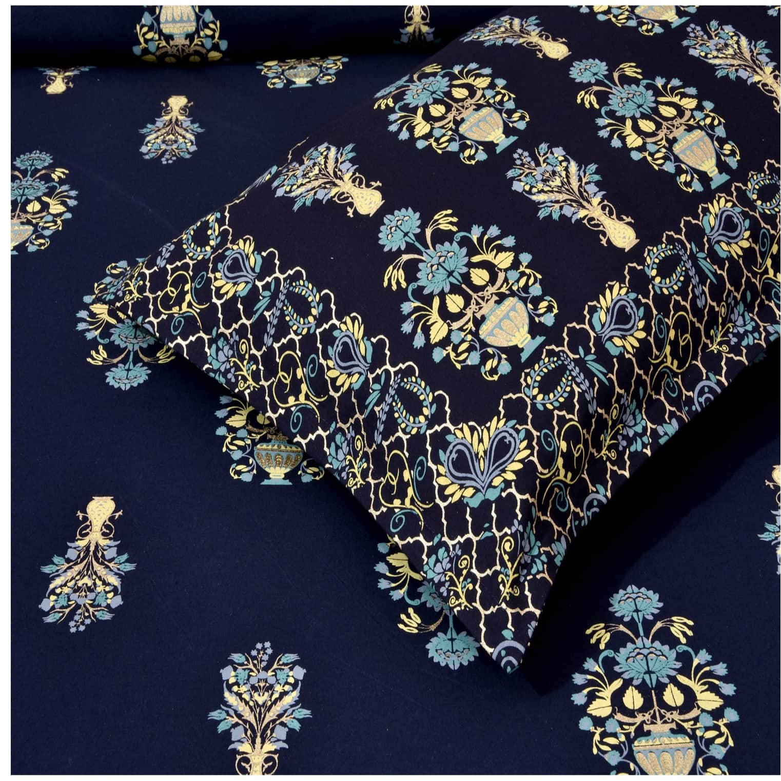 Pure Cotton Double Bedsheet with 2 Pillow Covers - Blue - top_view