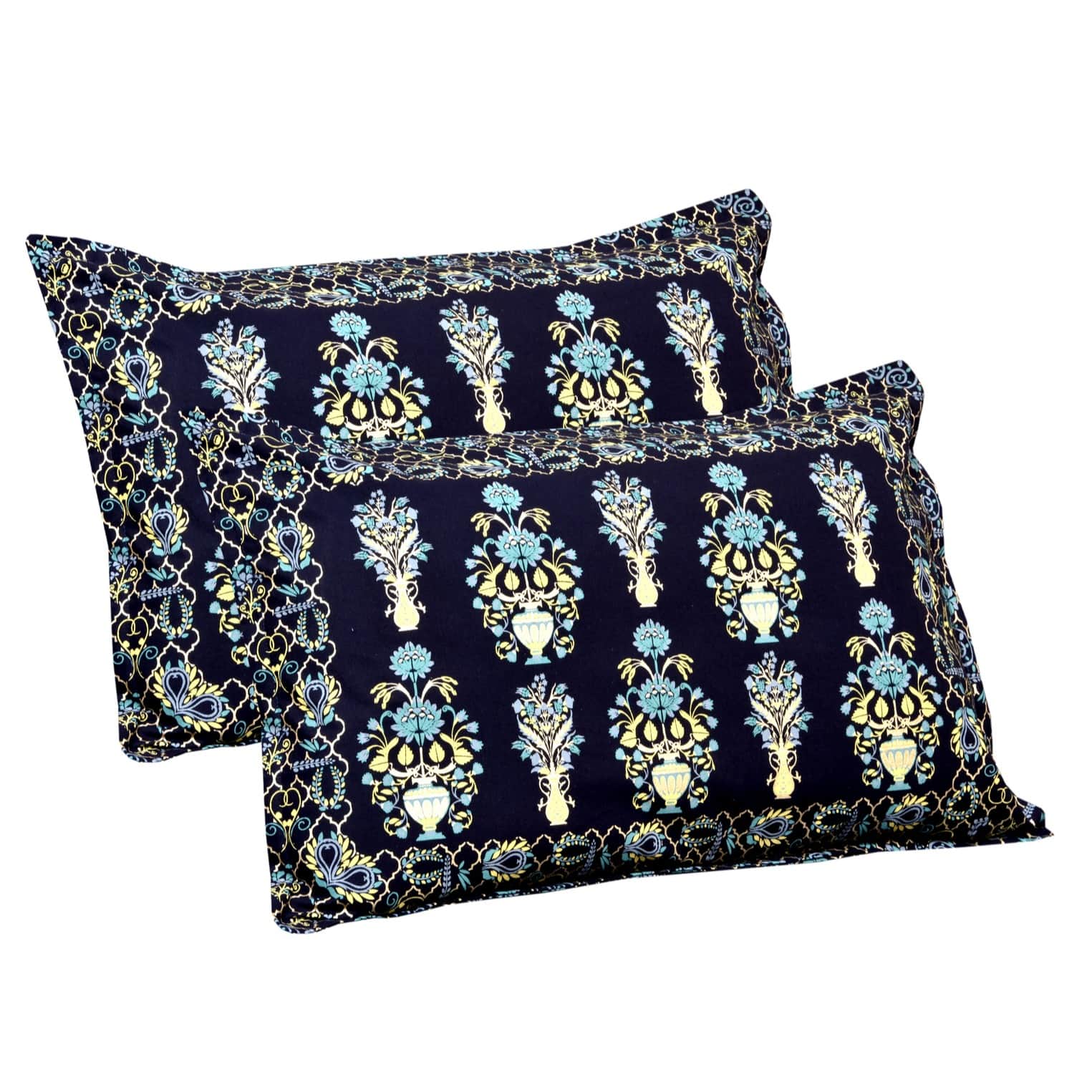 Pure Cotton Double Bedsheet with 2 Pillow Covers - Blue - rear_view