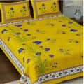Cotton Double Bedsheet With Pillow Covers Jaipuri Print - Yellow - front_view