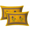 Cotton Double Bedsheet With Pillow Covers Jaipuri Print - Yellow - rear_view