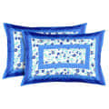 Cotton Double Bed Sheet With Pillow Covers Jaipuri Print -  Sky Blue - top_view