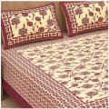 Cotton Double Bed Sheet With Pillow Covers Jaipuri Print - Cream - front_view