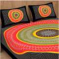 Cotton Double Bedsheet with Pillow Covers Jaipuri Print - Black - front_view