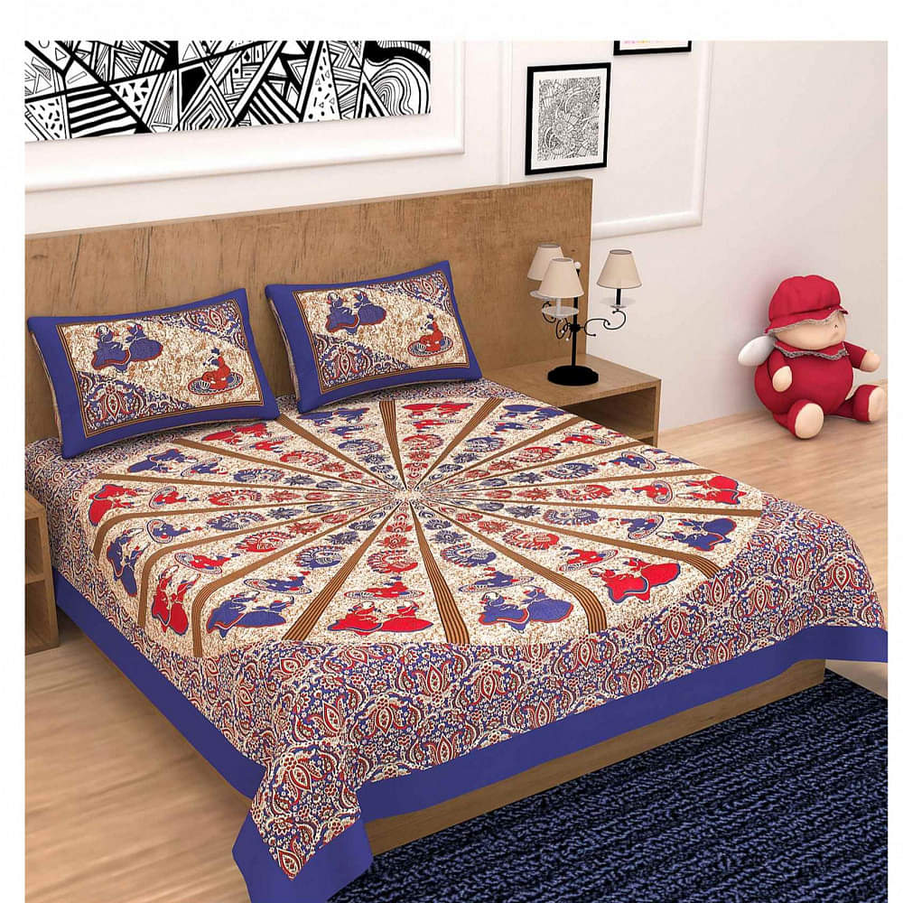 Cotton Double Bedsheet With Pillow Covers - photo