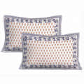 Cotton Double Bedsheet With Pillow Covers Jaipuri Print - Blue - rear_view