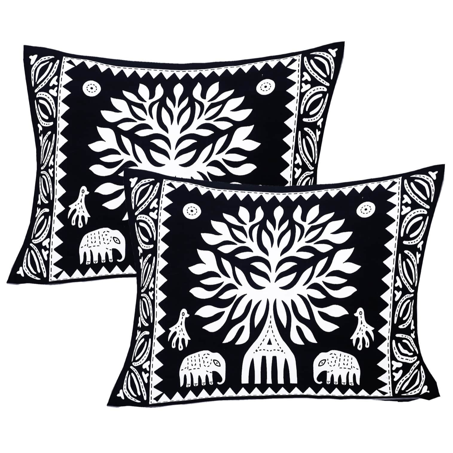 Pure Cotton Double Bedsheet with 2 Pillow Covers - Black - top_view