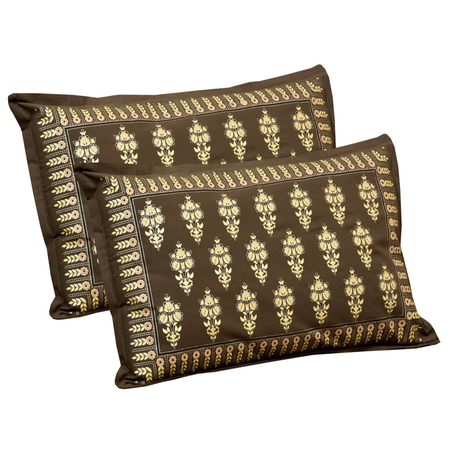 Pure Cotton Double Bedsheet with 2 Pillow Covers - Brown - top_view