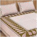 Cotton Double Bedsheet With Pillow Covers Jaipuri Print - Green - front_view