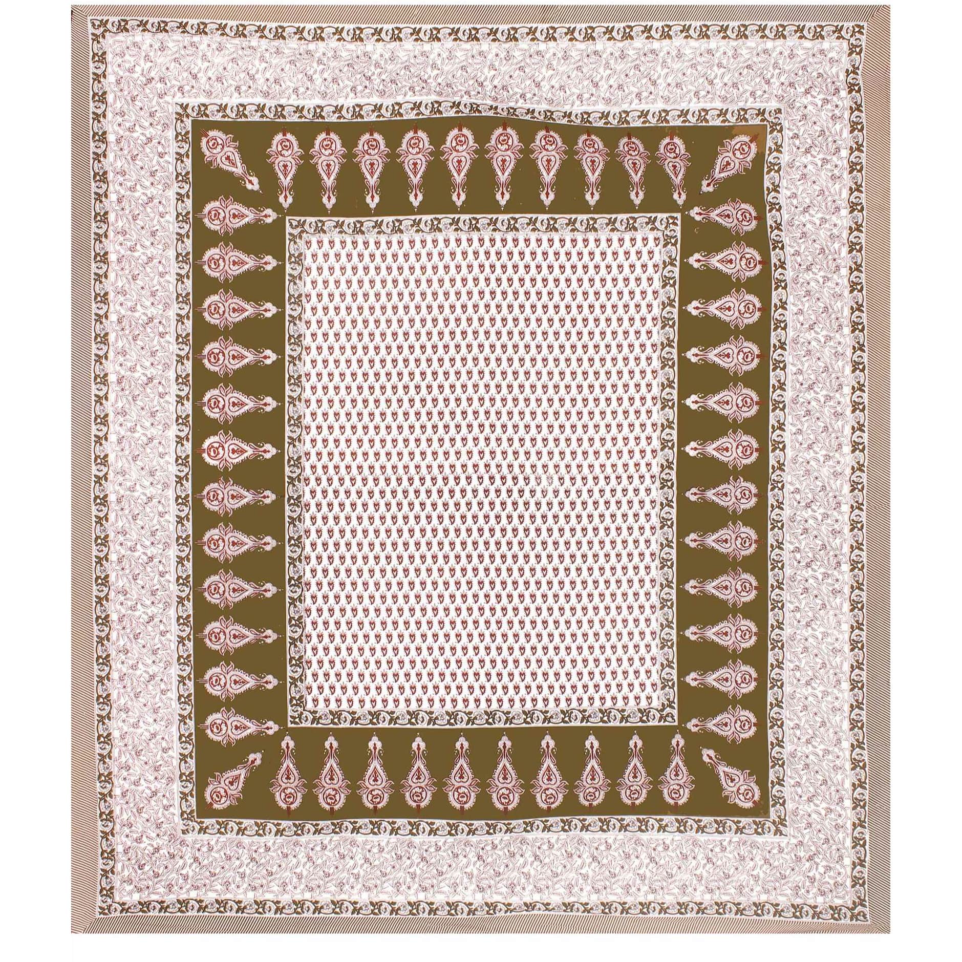 Cotton Double Bedsheet With Pillow Covers Jaipuri Print - Green - top_view