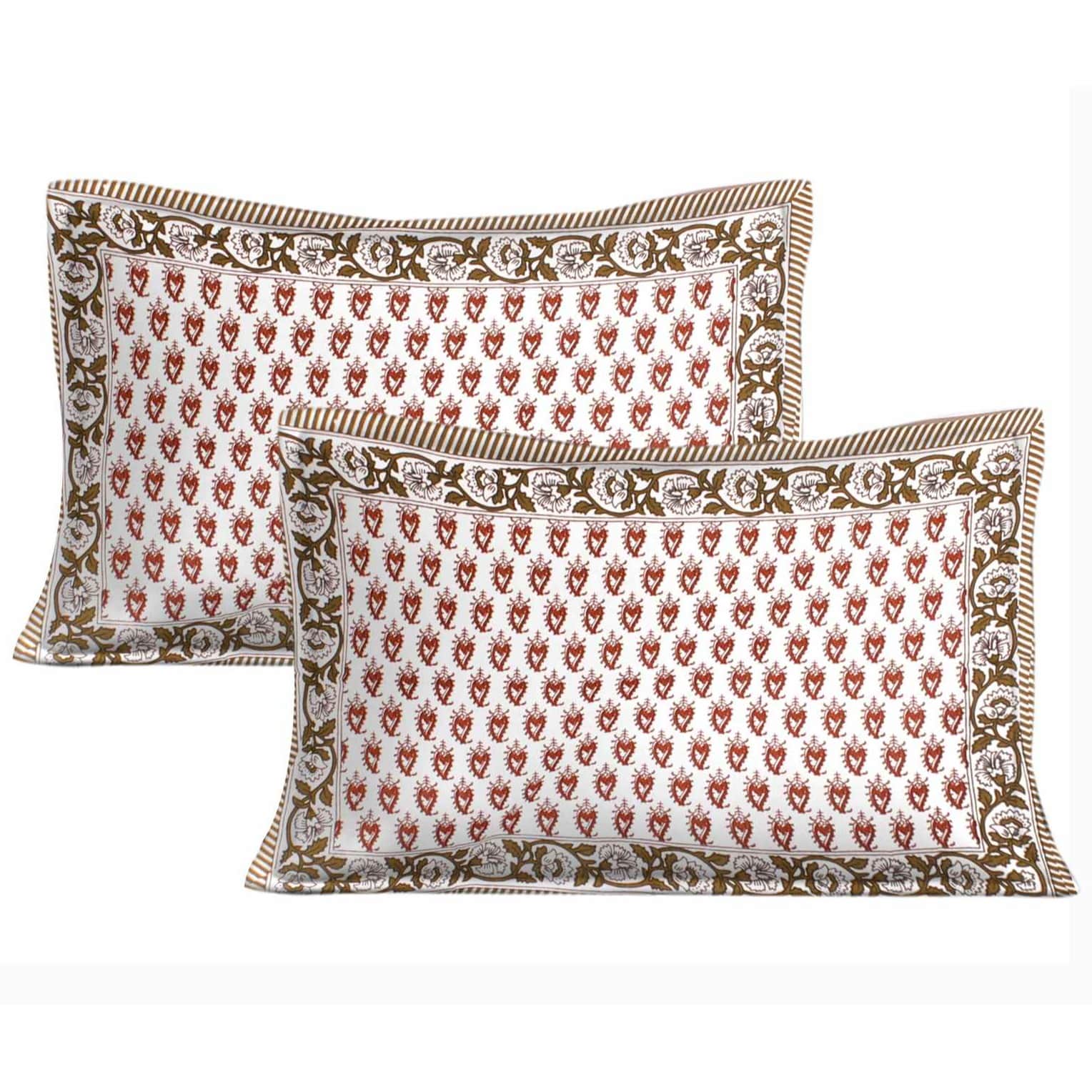 Cotton Double Bedsheet With Pillow Covers Jaipuri Print - Green - rear_view