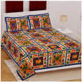 Pure Cotton Double Bedsheet with Pillow Covers Elephant Print - Multicolour - photo