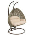 Hanging Wicker 2 Seater Swing Chair (Brown) - rear_view