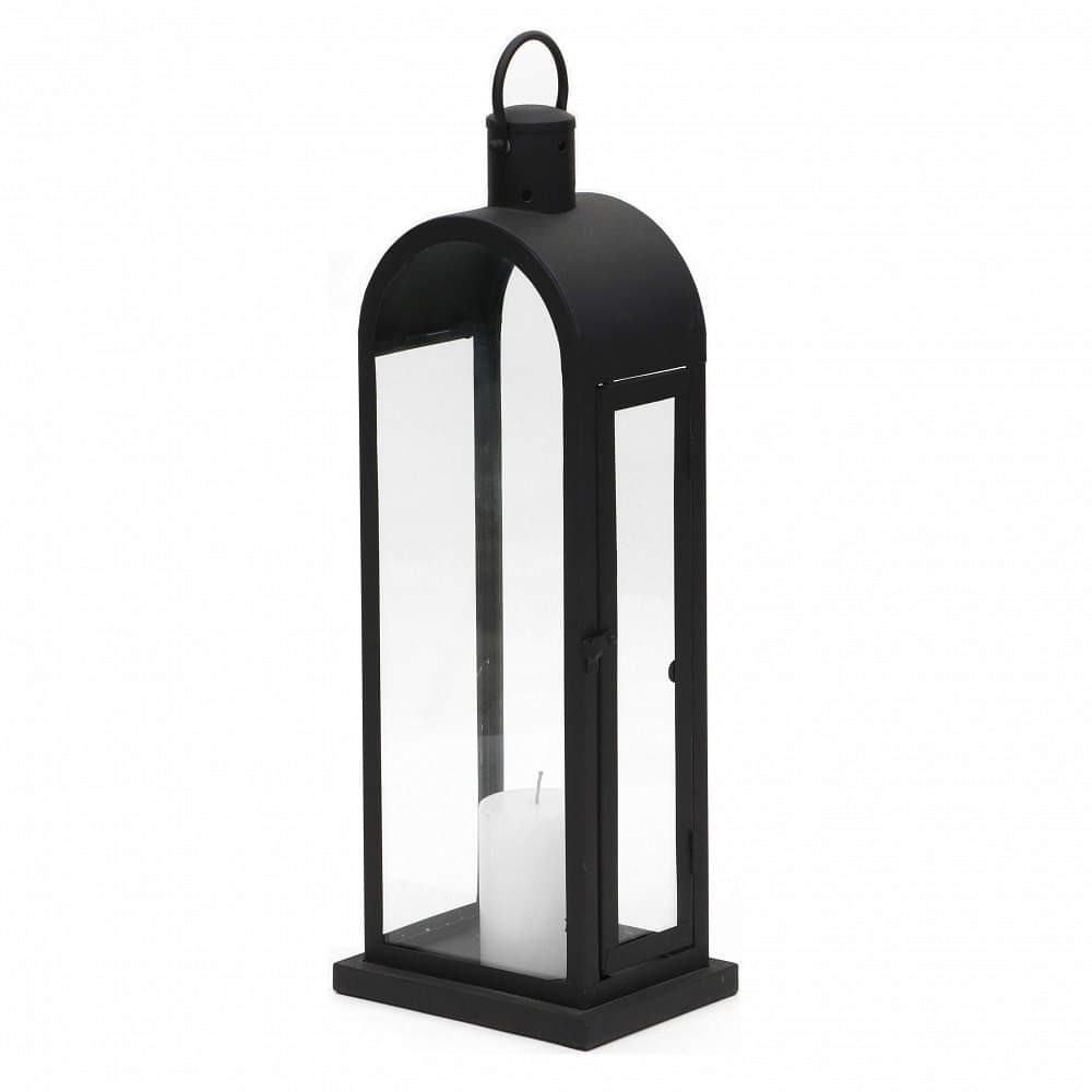 Modest Candle Lantern Luxury Design in Black Texture Finish - photo