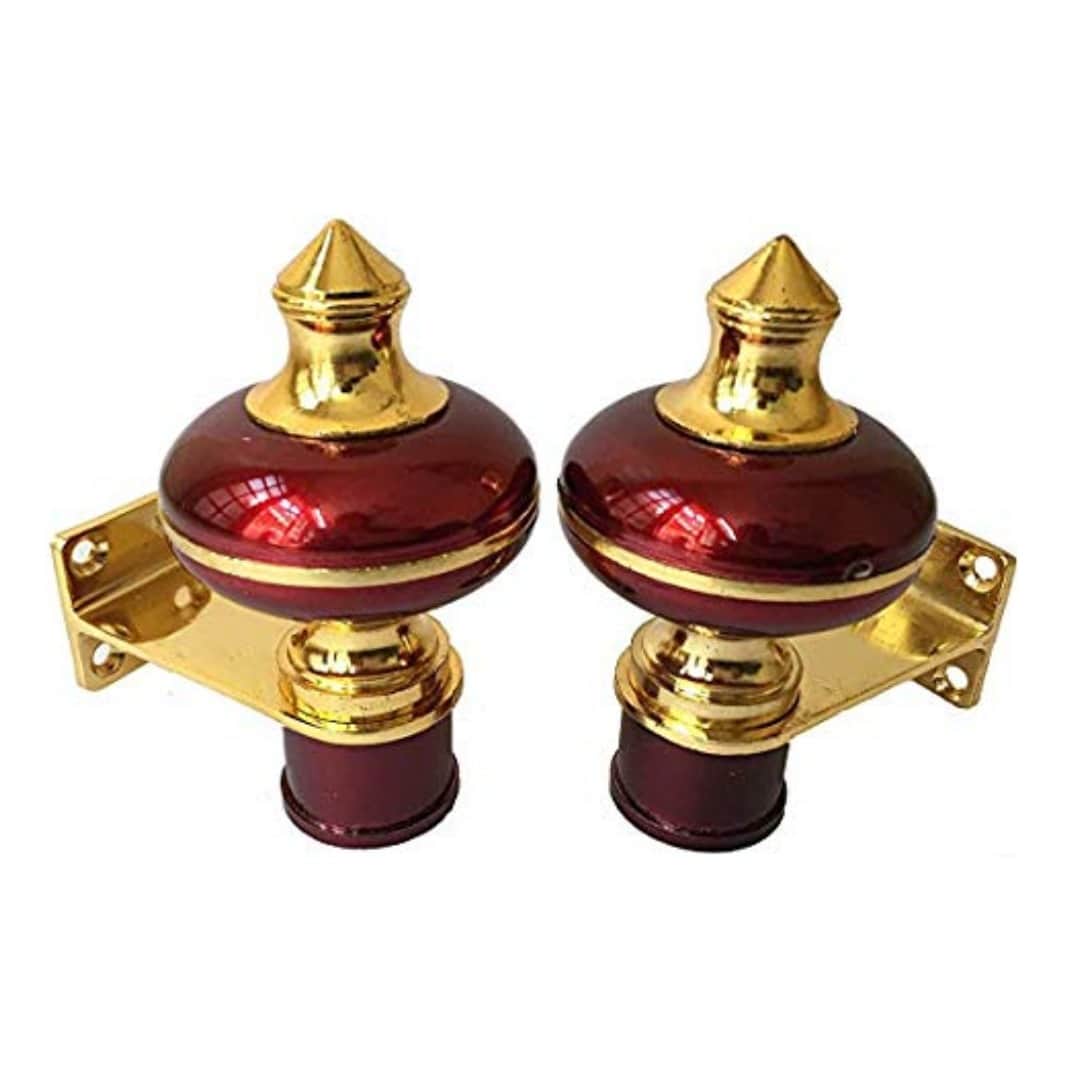 Stylish Mandir Curtain Bracket Gold Finish (5 Pair) - front_view