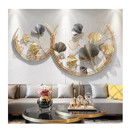 Double Moon Ginkgo Leaf Metal Wall art