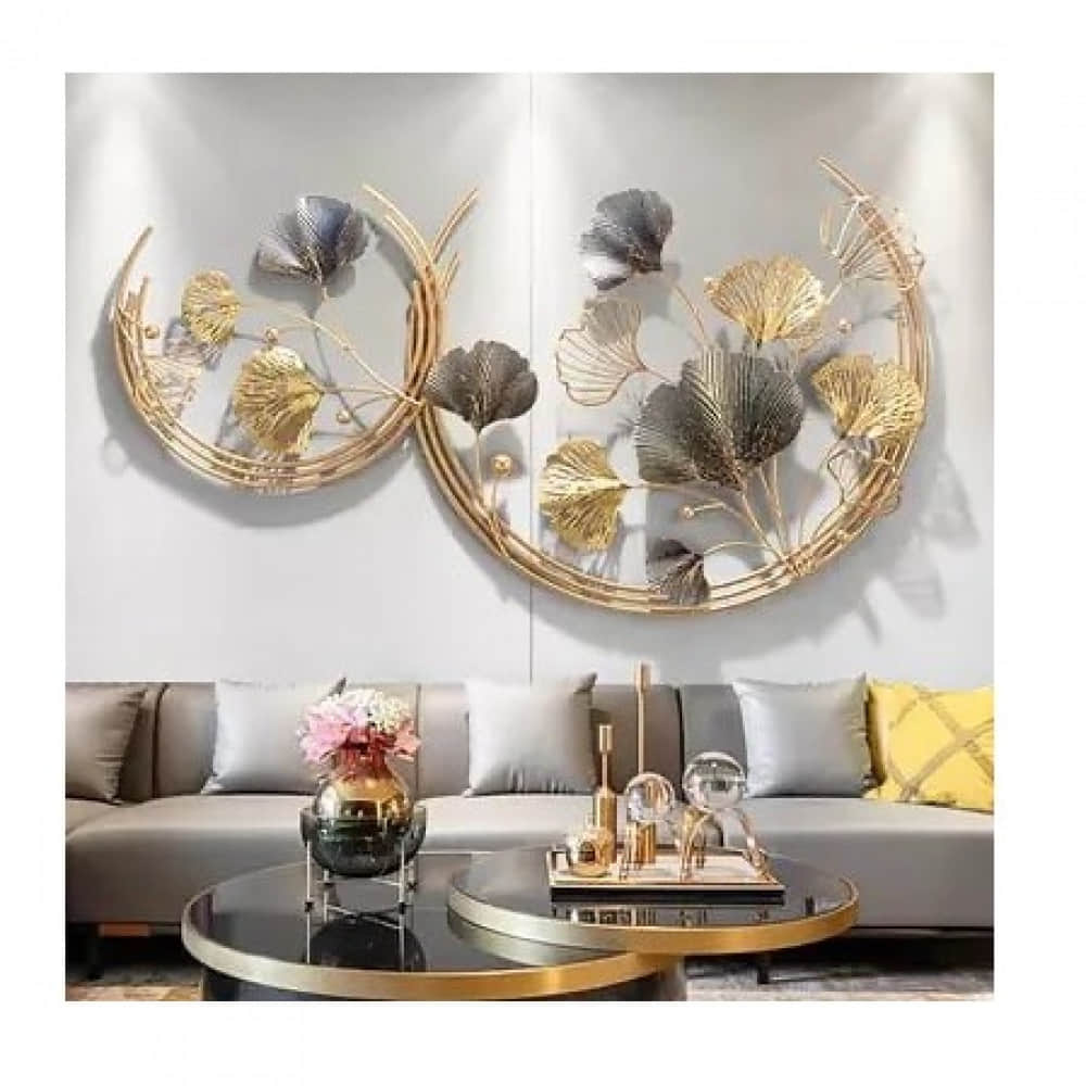 Double Moon Ginkgo Leaf Metal Wall art - photo