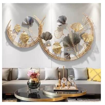 Double Moon Ginkgo Leaf Metal Wall art - top_view