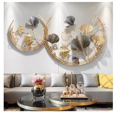 Double Moon Ginkgo Leaf Metal Wall art - rear_view