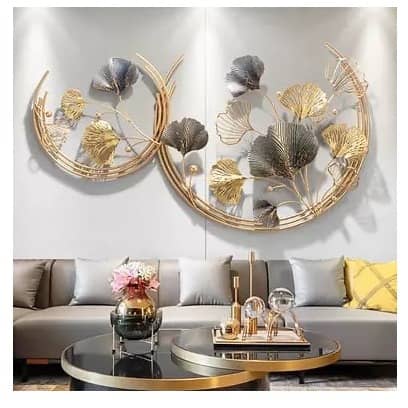 Double Moon Ginkgo Leaf Metal Wall art