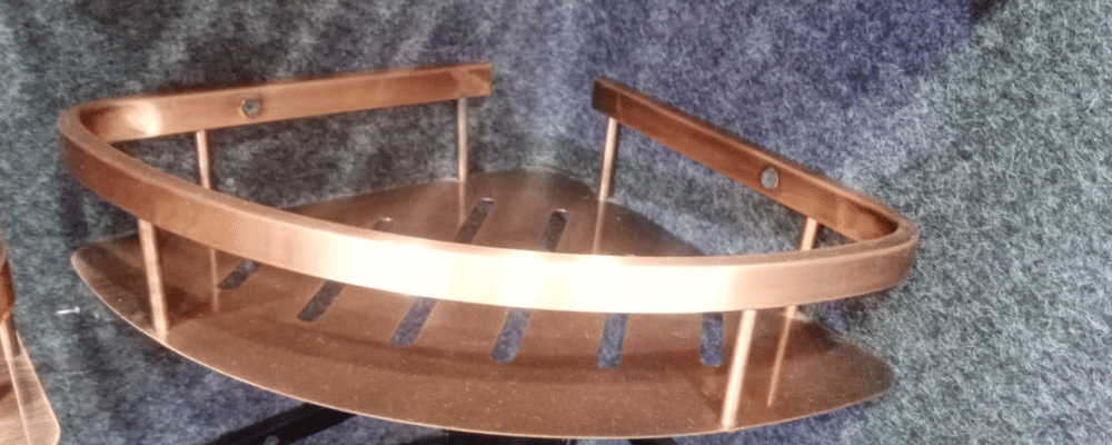 Rose Gold Stainless Steel Corner Shelf - front_view