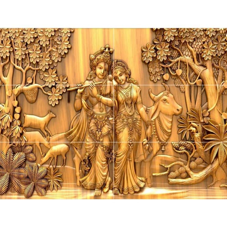 Radha Krishna Ceramic Tile - rear_view