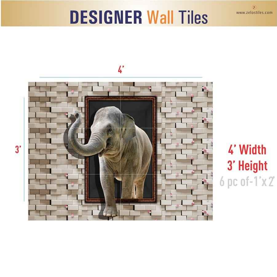 Elephant Mural Ceramic Wall Tile - photo