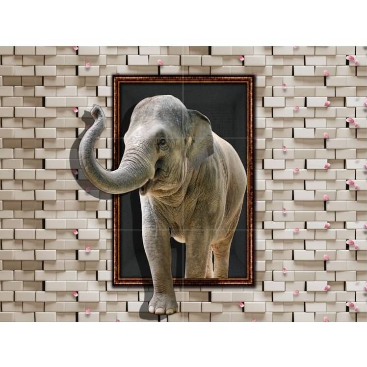 Elephant Mural Ceramic Wall Tile